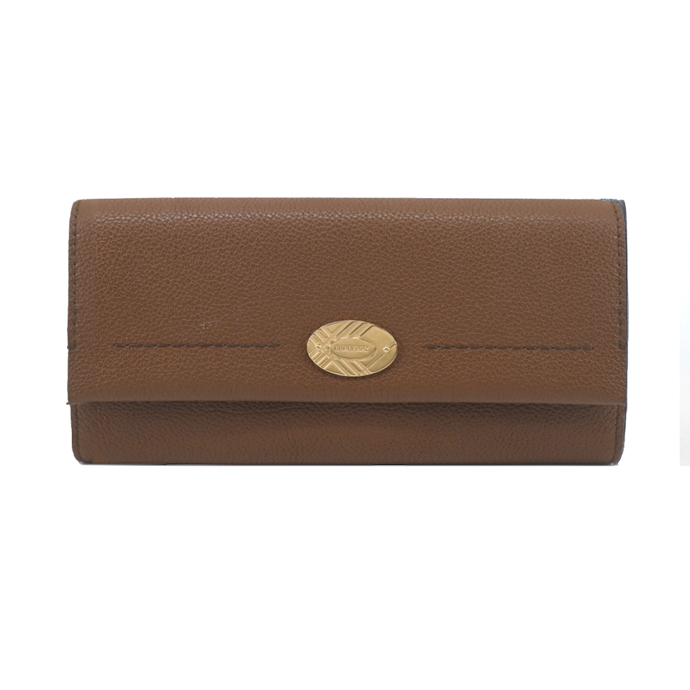 【JS’Maxx】BURBERRY Cotswolds小牛皮翻蓋長夾(棕色)