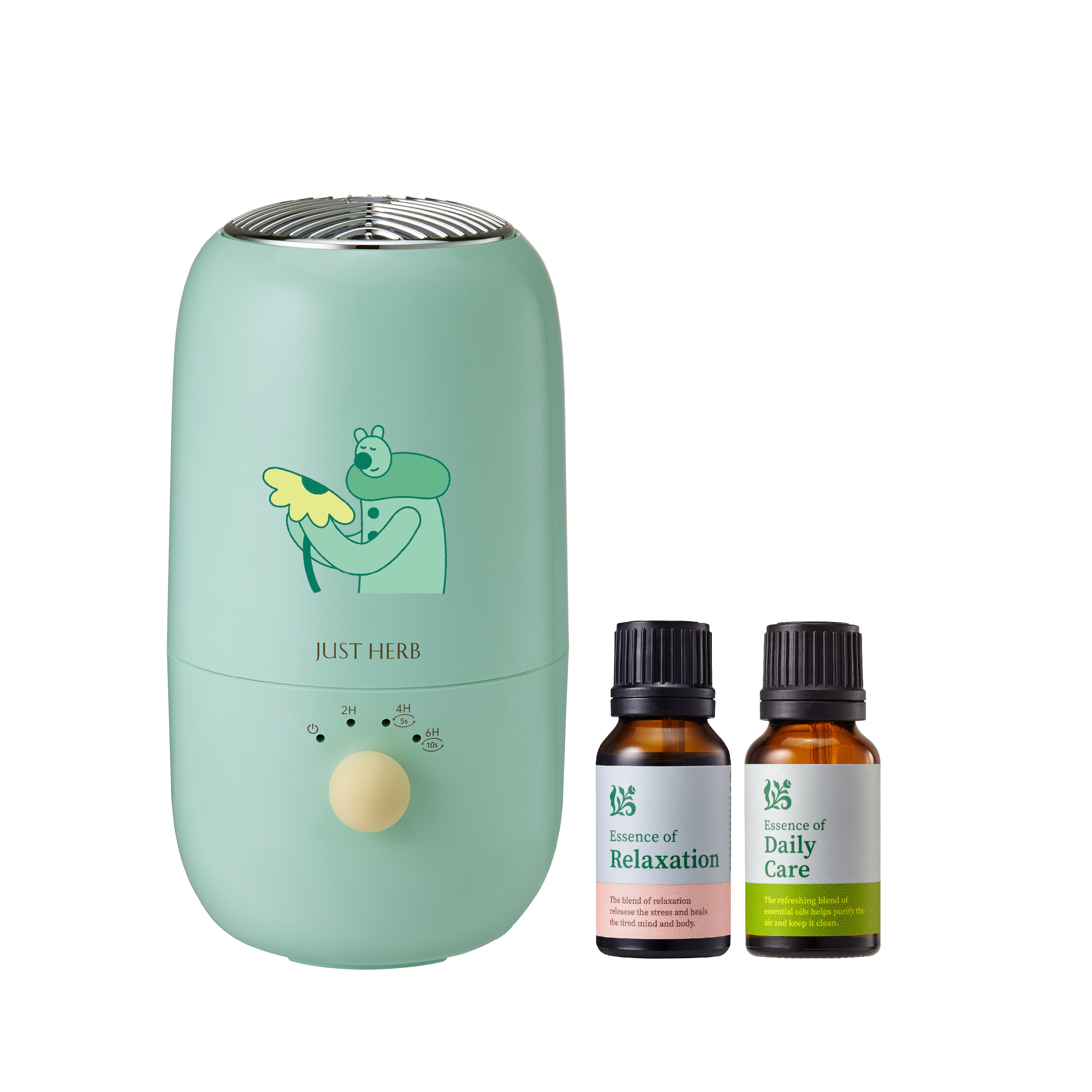 奶蓋綠薰香組：無線行動水氧機-香遇熊超人(奶蓋綠) 附15ML精油 氣場+舒眠