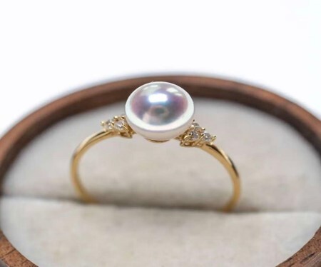 (5329) 三連鑽戒珍珠戒指