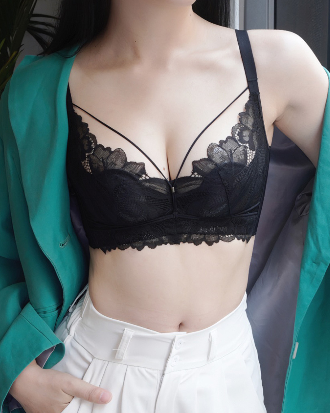 CrystalFit晶萃深弧大胸軟鋼圈內衣套裝-誘惑黑 (4色)內衣+內褲