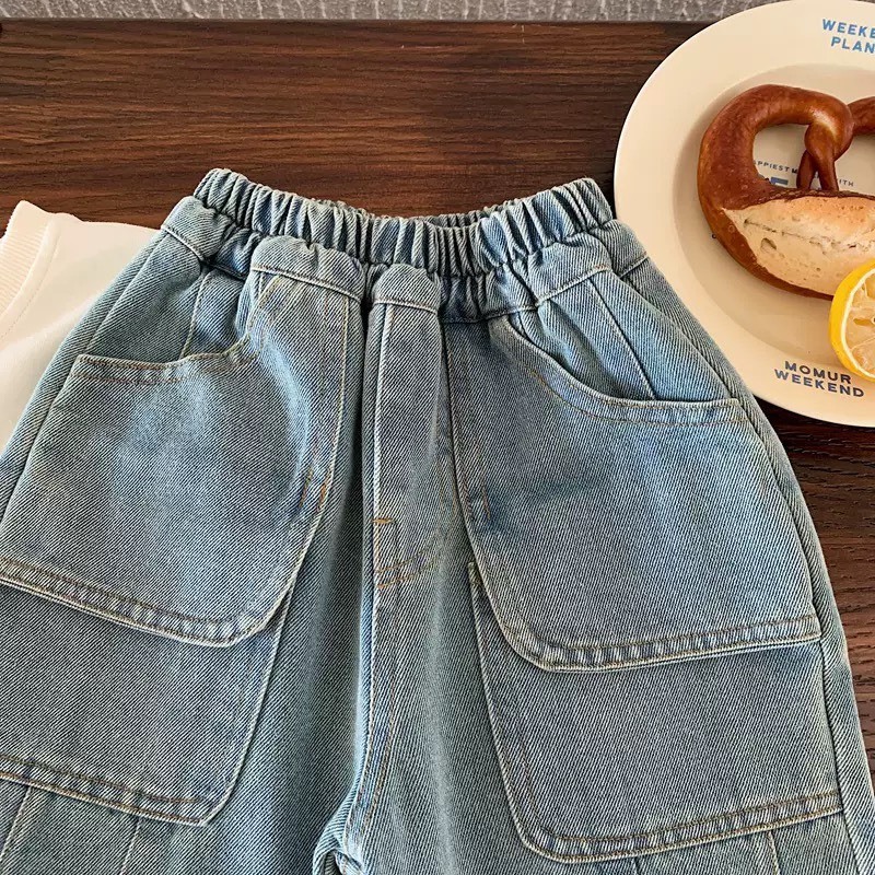 雙層造型口袋牛仔褲