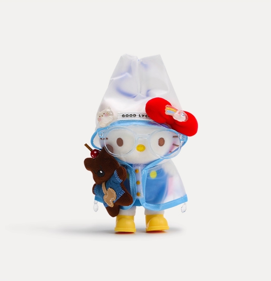 <😻現貨下單兩隻直接折$102> 國外限定 三麗鷗 HELLO KITTY 呆萌 眼鏡 雨衣 掛件 Kitty貓 小吊飾 掛繩+愛心扣 3款