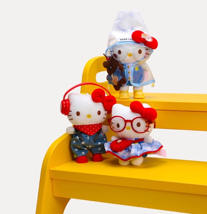 <😻現貨下單兩隻直接折$102> 國外限定 三麗鷗 HELLO KITTY 呆萌 眼鏡 雨衣 掛件 Kitty貓 小吊飾 掛繩+愛心扣 3款