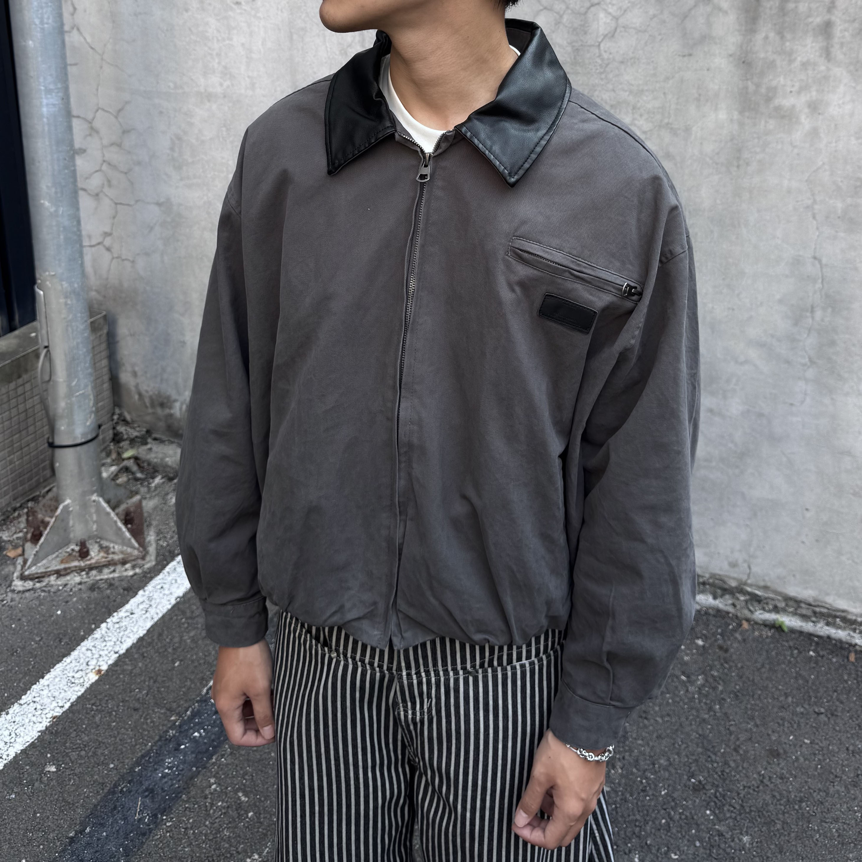 （現貨）LJ032 美式復古皮革翻領短寬底特律工裝夾克