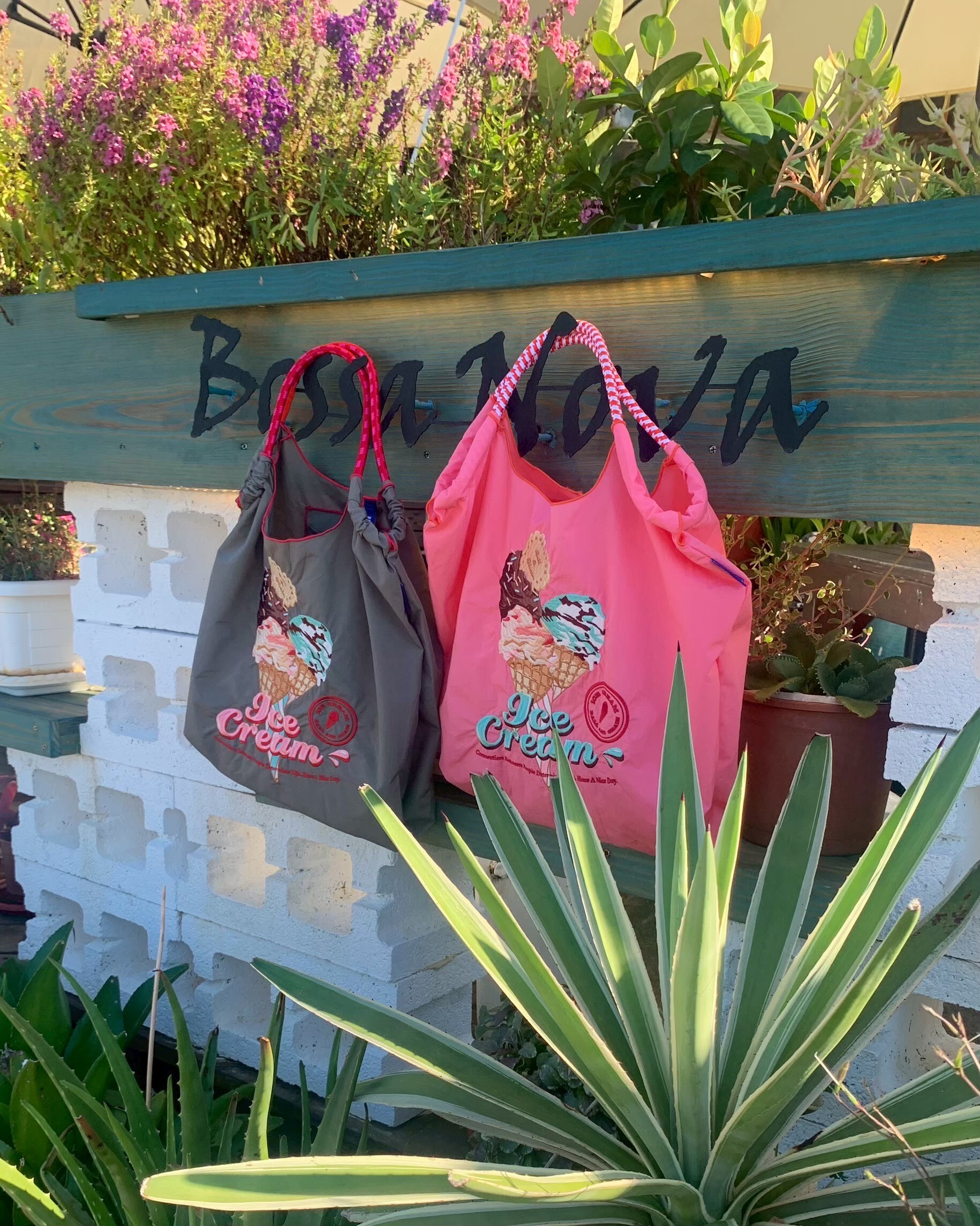 Ball＆Chain 刺繡環保購物袋 M號 - 粉 (30106335)