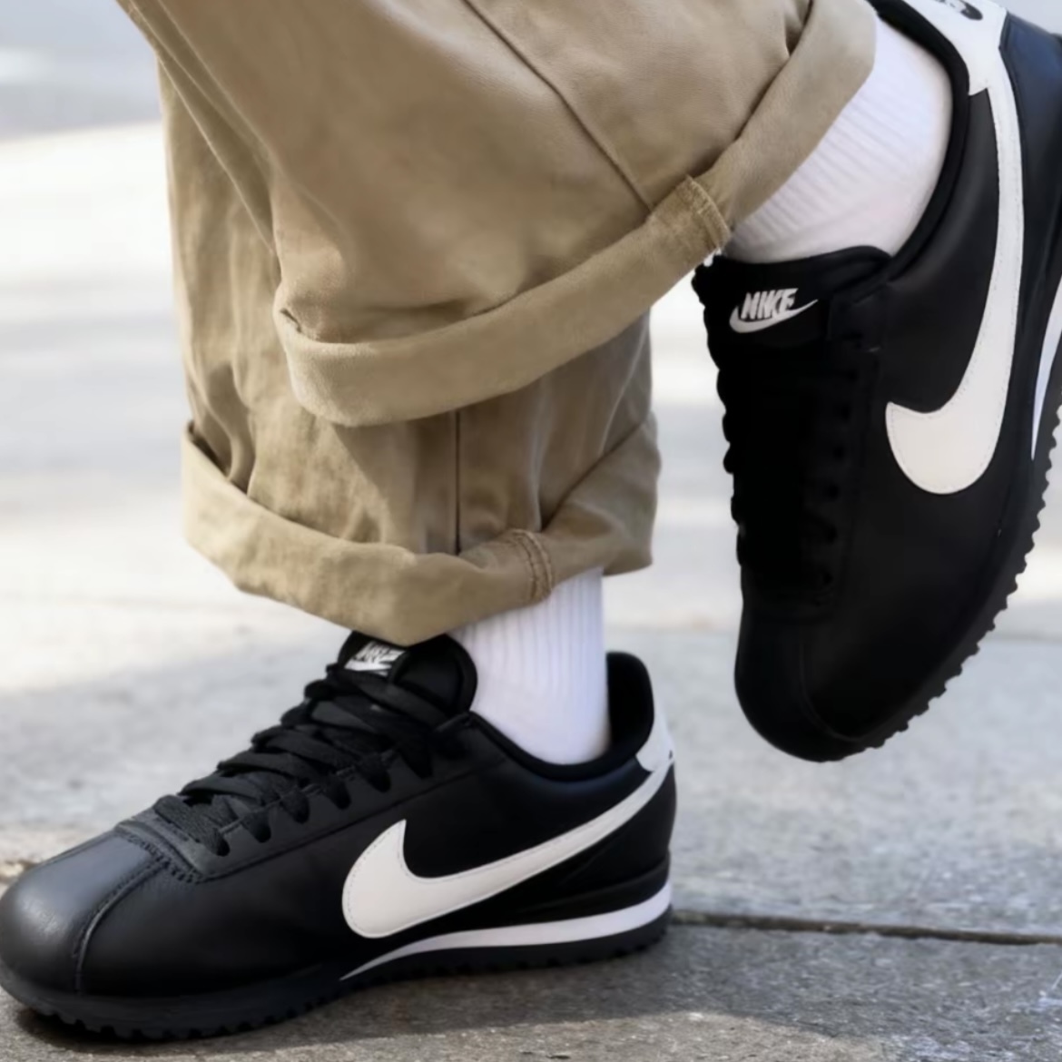 NIKE CORTEZ 黑白 經典配色 復古 阿甘鞋 休閒鞋 黑皮革 DN1791-006