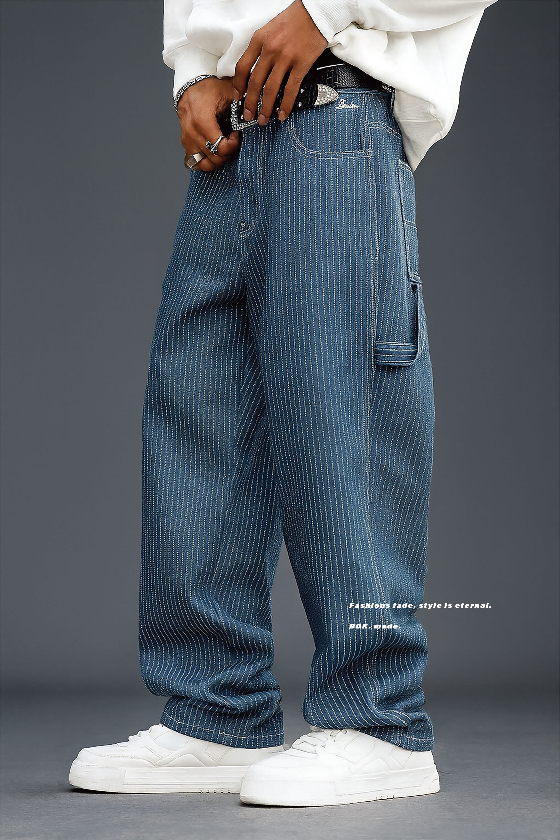 BDK.製造 - 條紋緹花牛仔畫家褲 - 長褲〈BDK2522〉