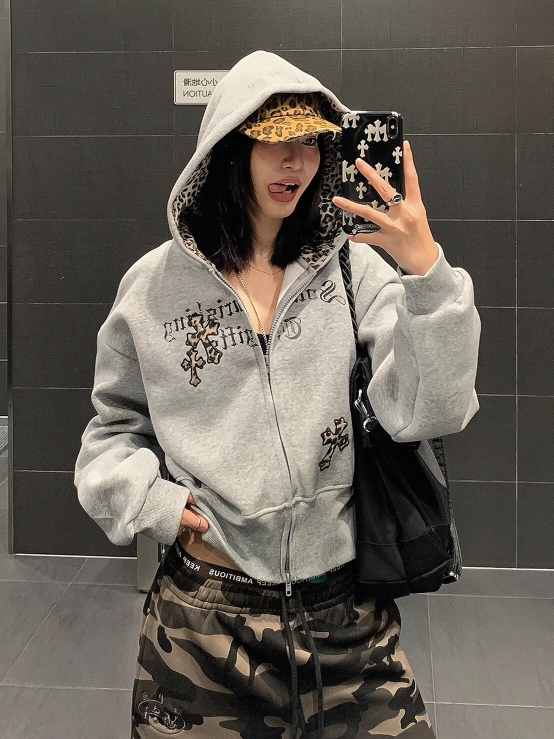 內豹紋短版外套