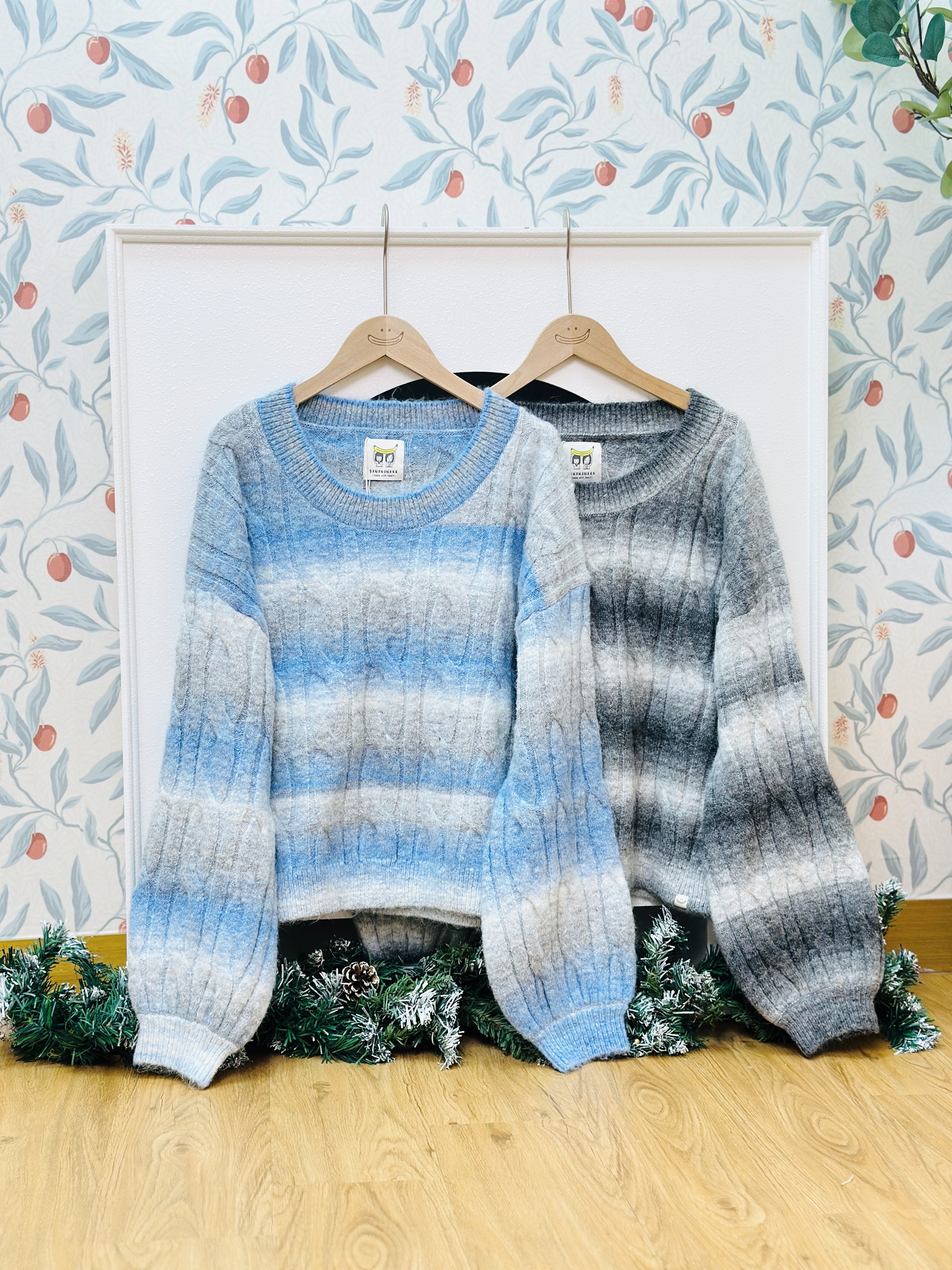 兩色 / 羊毛混紡漸變麻花毛衣 / Wool-Blend Ombre Cable-Knit Sweater