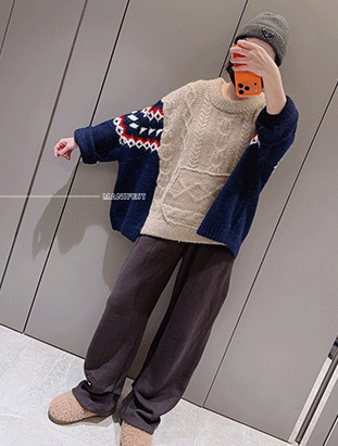 ᴴᴼᵀ ▸▸店長推薦◃◃ 秋冬新款/拼接配色針織上衣 MANIFEST正韓🇰🇷