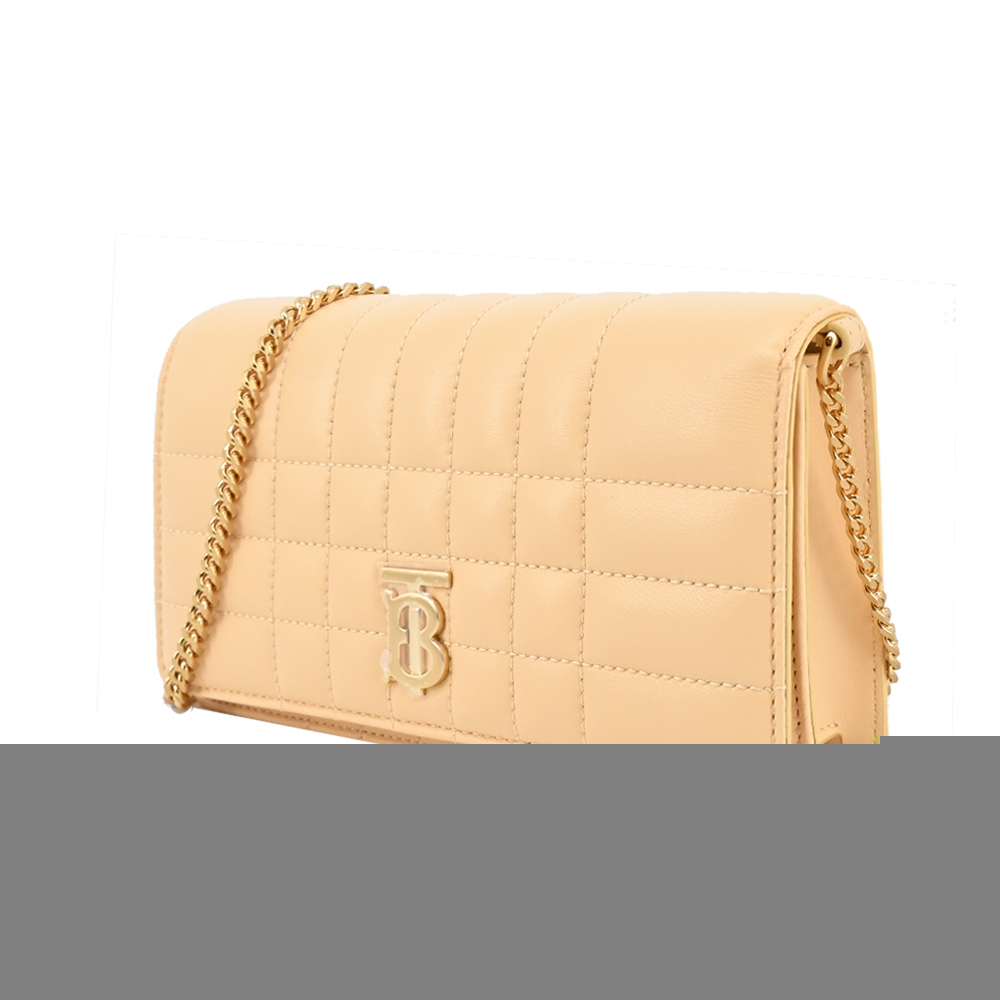 【JS’Maxx】BURBERRY  Lola TB金字LOGO 絎縫羔羊皮翻蓋斜背包(金沙色)