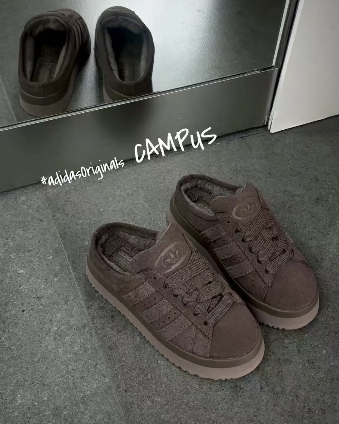 Adidas Campus 00s Wtr Lo 絨毛 麂皮 厚底 穆勒鞋 深棕