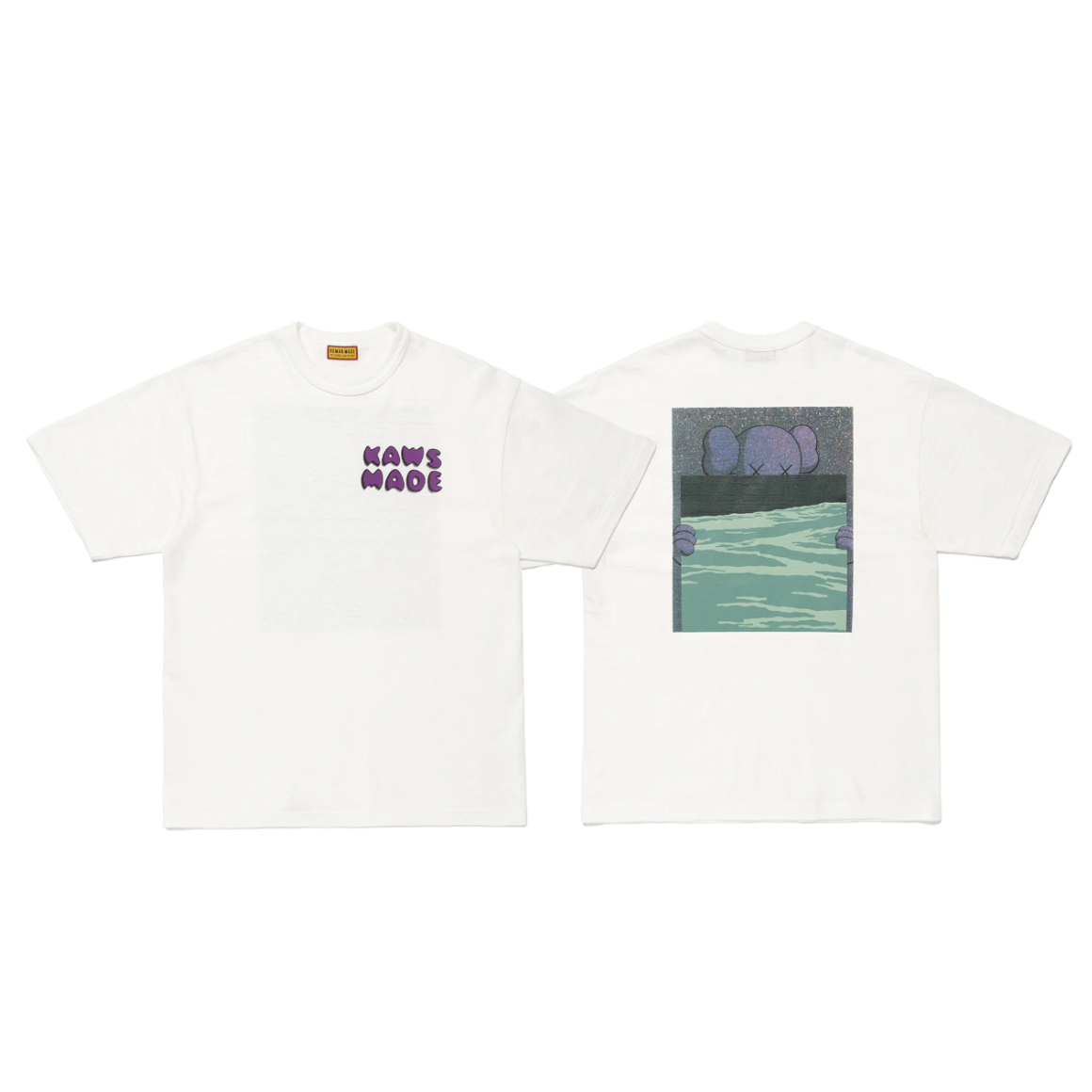 -(B024)-HUMAN MADE KAWS MADE GRAPHIC T-SHIRT #3聯名 短Ｔ 紫色字體-XX30TE026