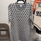 [S] DKNY IVORY/BLACK ALL OVER LOGO KNIT DRESS, DD5G3711-IVK (SD1602)