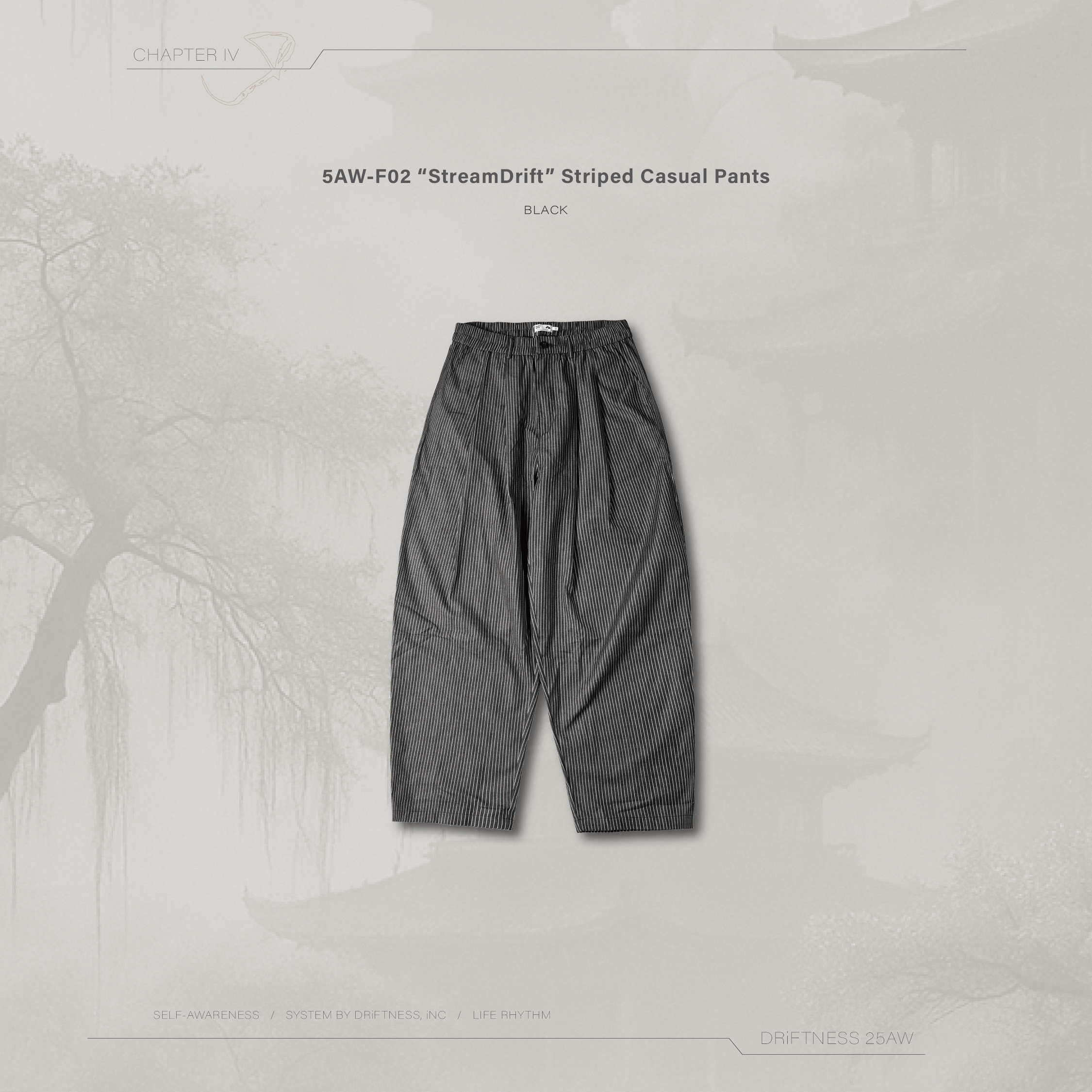 DRiFTNESS｜5AW-F02 "StreamDrift" 條紋休閒長褲