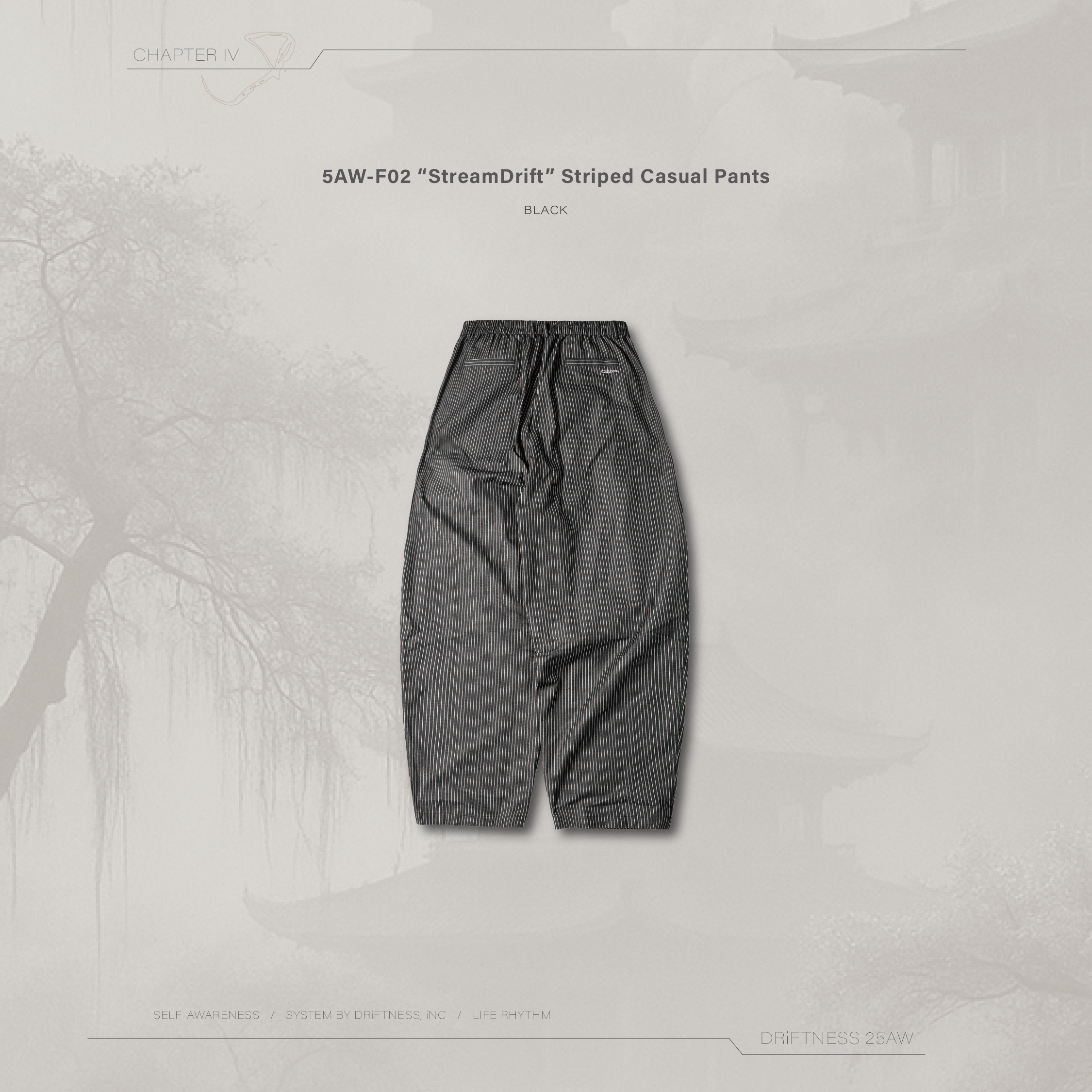 DRiFTNESS｜5AW-F02 "StreamDrift" 條紋休閒長褲
