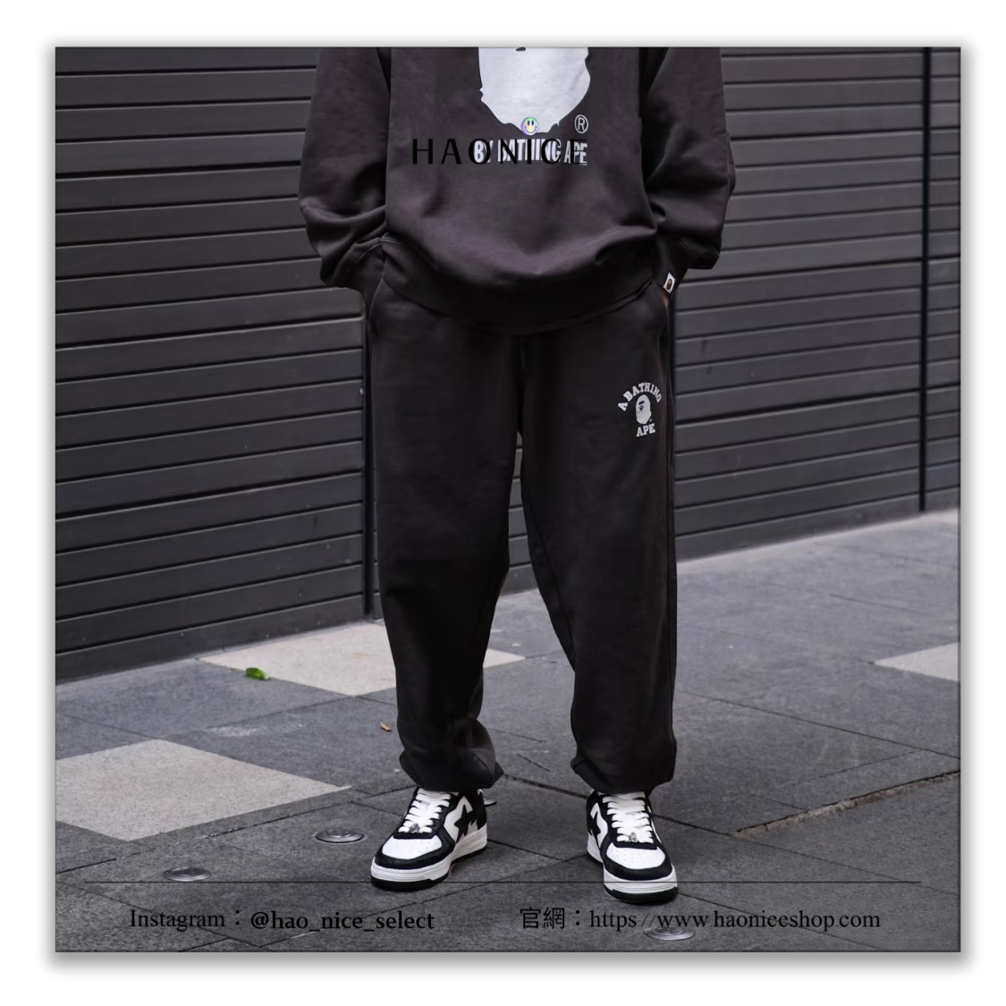 【HAO NICE】100%正品🔥日系潮牌Bape🦍 經典猿人logo 純色 長褲 棉褲 休閒褲 縮口褲