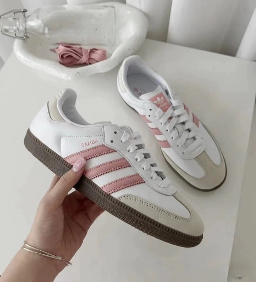 ADIDAS SAMBA OG 奶油蜜桃粉 玫瑰粉 米色 白色 焦糖底 女鞋 JI2677