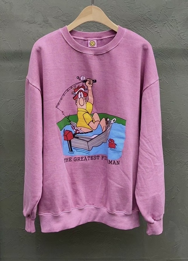Fish Man 水洗粉厚棉刷毛上衣