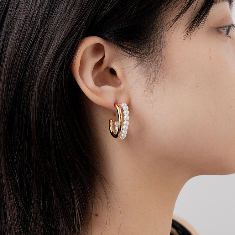 miramira珠光｜雙圈珍珠耳環D0512-金76161