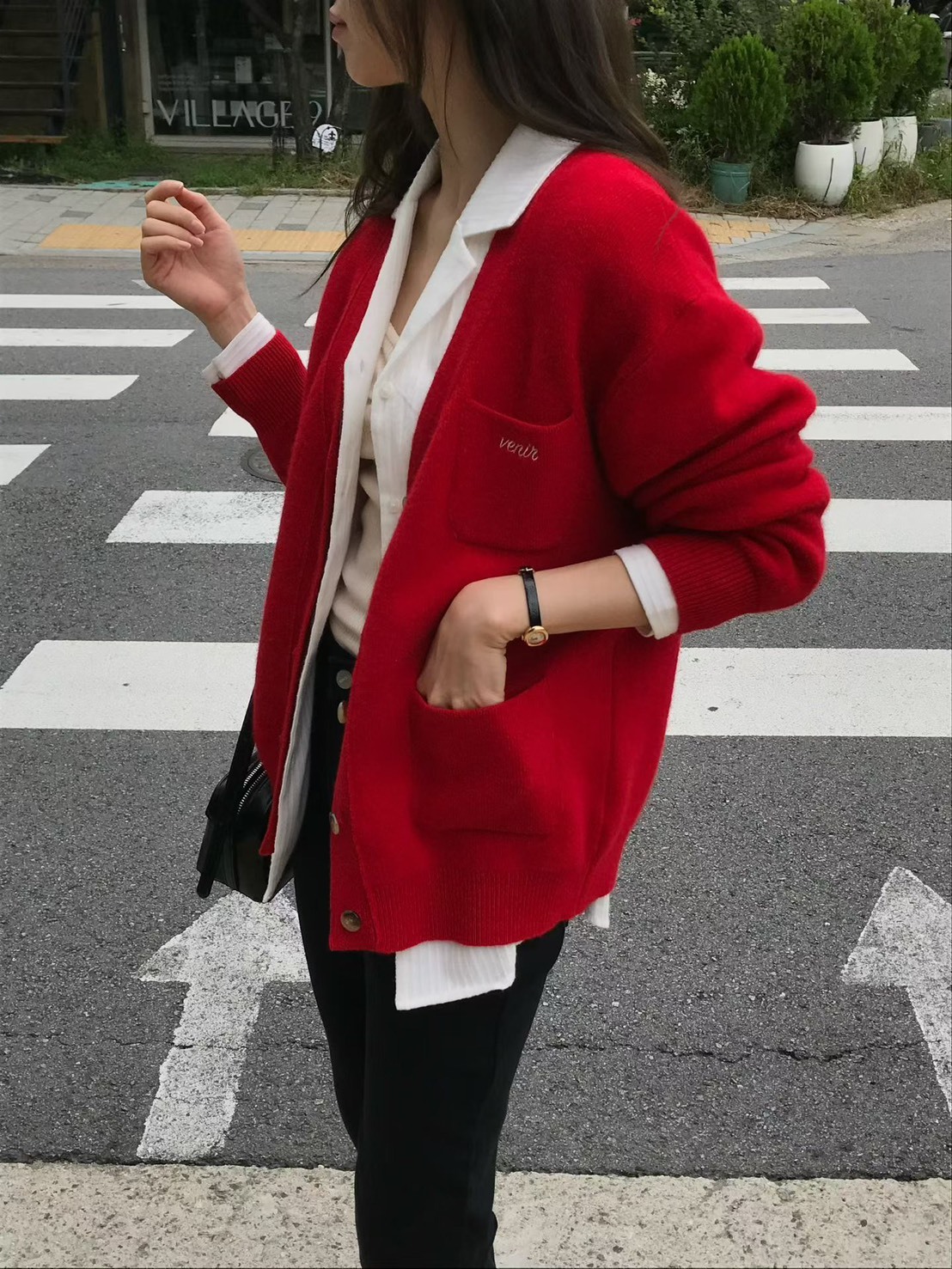 駱駝毛口袋針織外套
