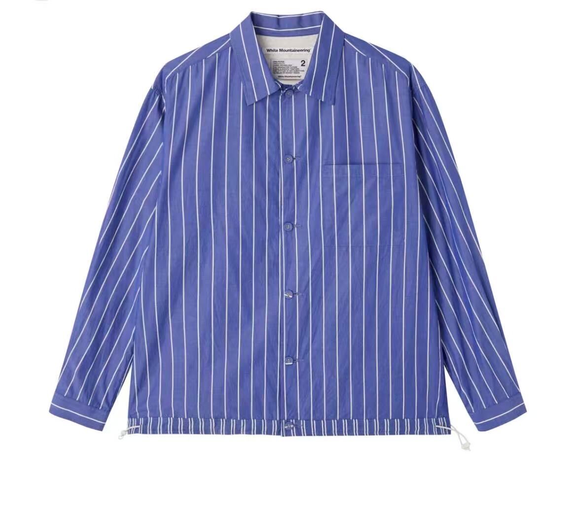 WHITE MOUNTAINEERING MID GUSSET SLEEVE STRIPE SHIRT BLOUSO WM2571104 BLUE