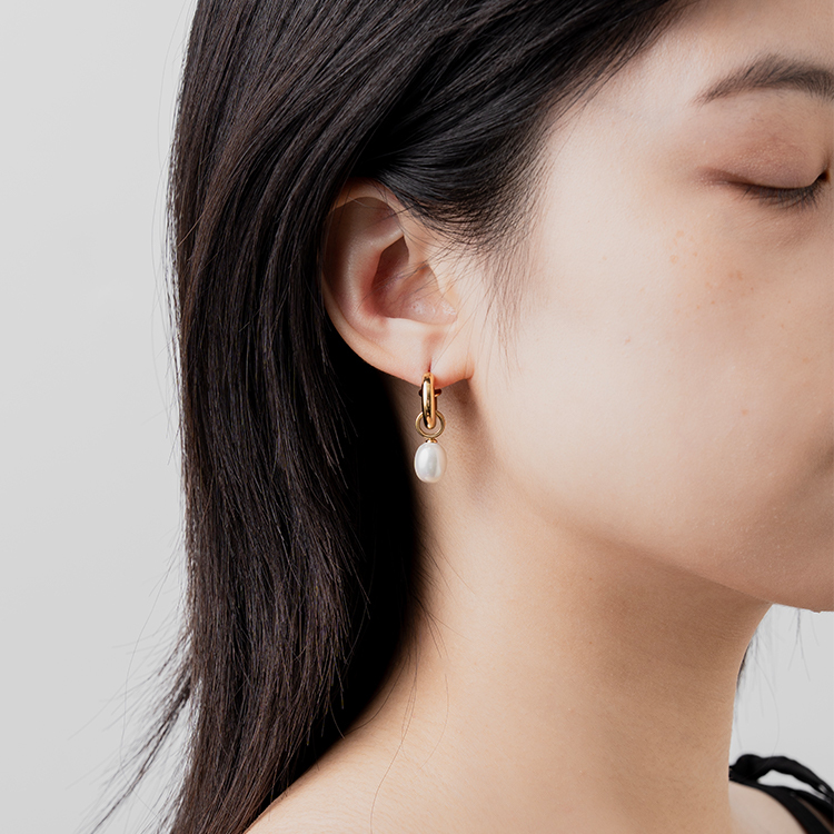 miramira珠光｜純粹珍珠垂墜耳環D0705-金80782