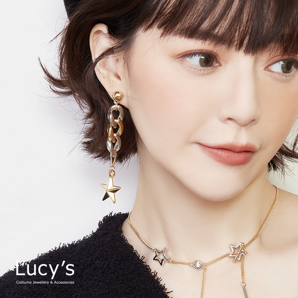立體星鏈 耳環 (二色) (128044/128045)