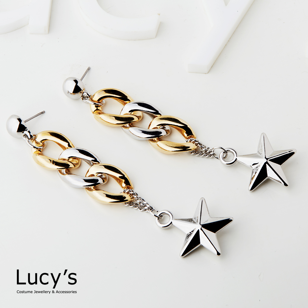 立體星鏈 耳環 (二色) (128044/128045)