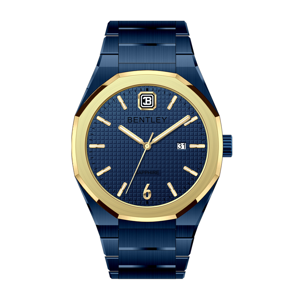 【BENTLEY賓利】THE AURARAY煦影系列 沉穩 夜光 帶日期 不鏽鋼 石英 手錶