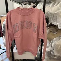 [S] DKNY DUSTY MAUVE EXPLODED RHINESTONE VARISTY LOGO PULLOVER SWEATSHIRT, DP5T1462-DMV (SD1614)
