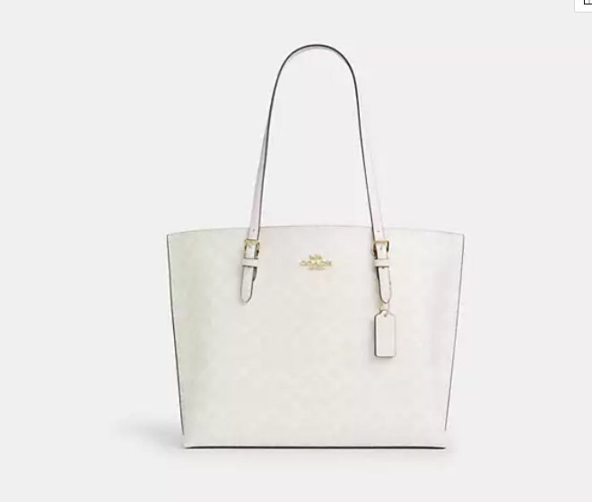 [U] COACH IM/WHITE/CHALK CV967 SIG MOLLIE TOTE, 196395775330 (UCO105)