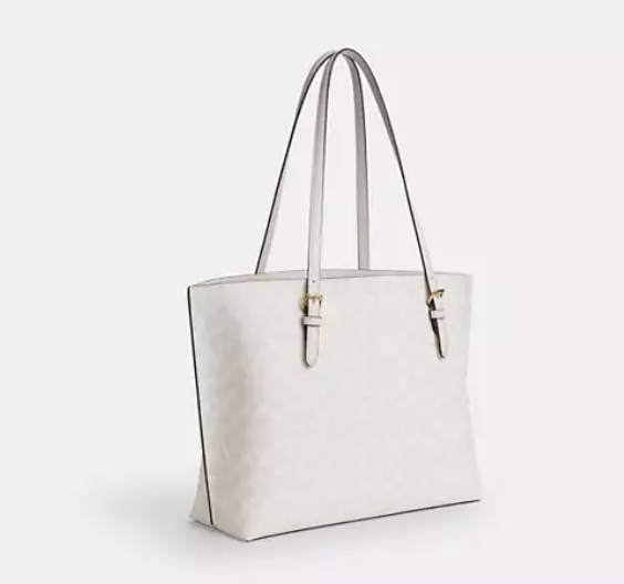 [U] COACH IM/WHITE/CHALK CV967 SIG MOLLIE TOTE, 196395775330 (UCO105)