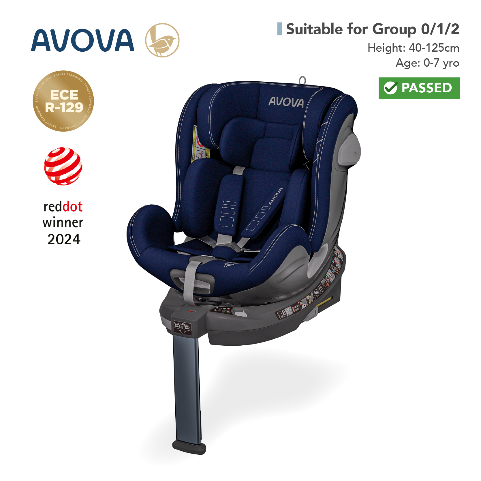 Avova - Swan-Fix i-Size兒童汽車安全座椅 (R129 & CCC 安全標準)(適合約0-7歲/身高40-125cm) (多瑙藍)