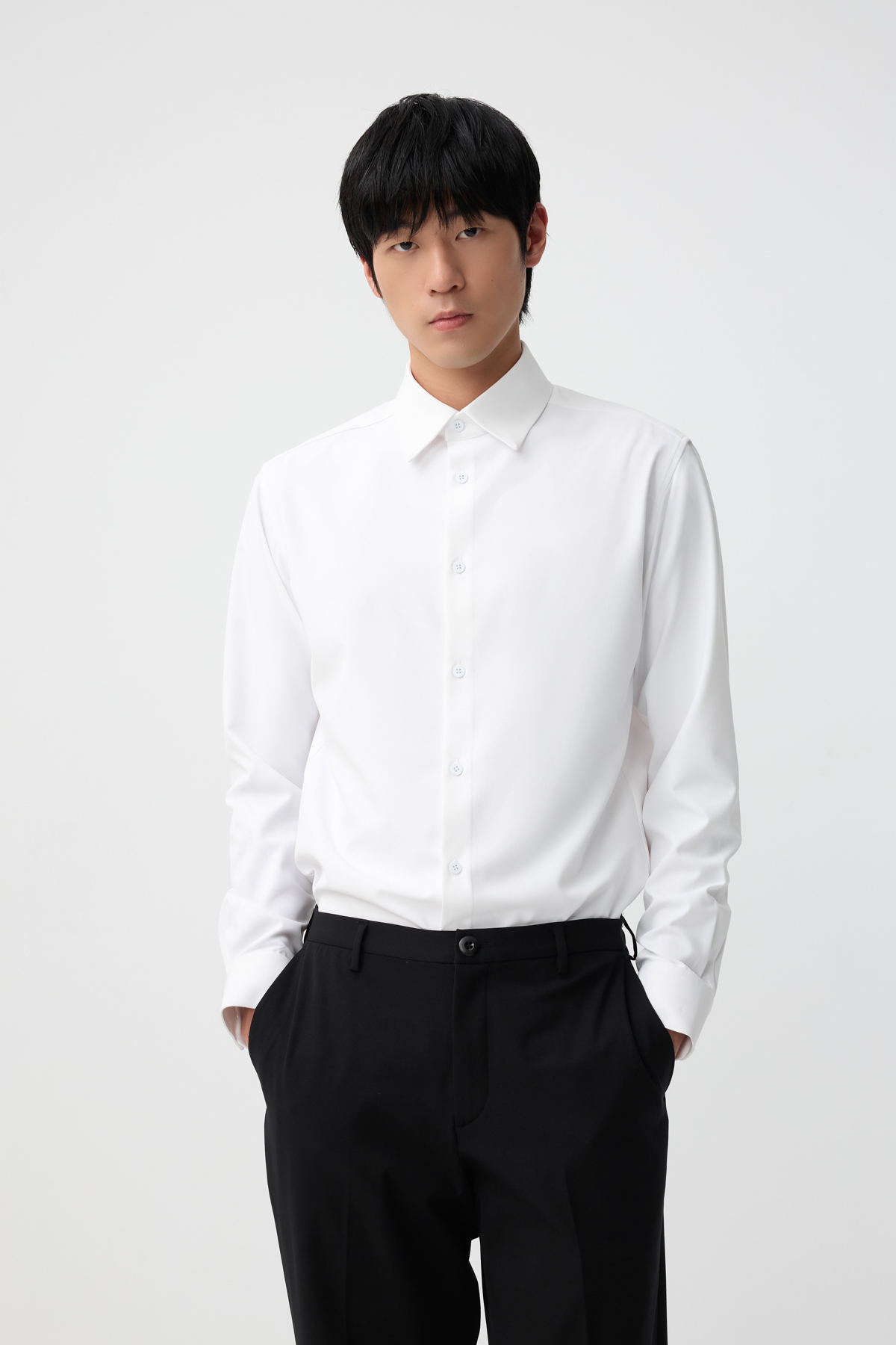 INFINITY 長袖襯衫 SLIM 男 （白色)