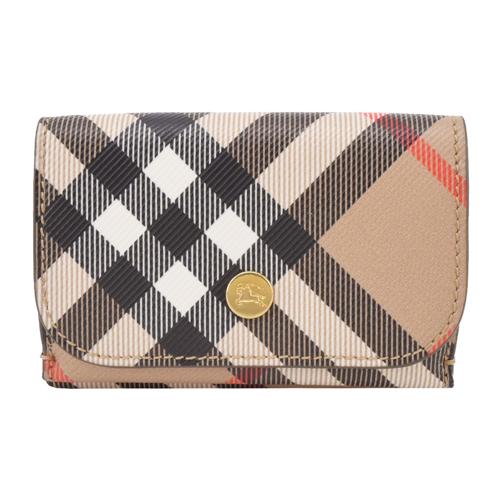 【JS’Maxx】BURBERRY 新款格紋三折零錢短夾(沙色)