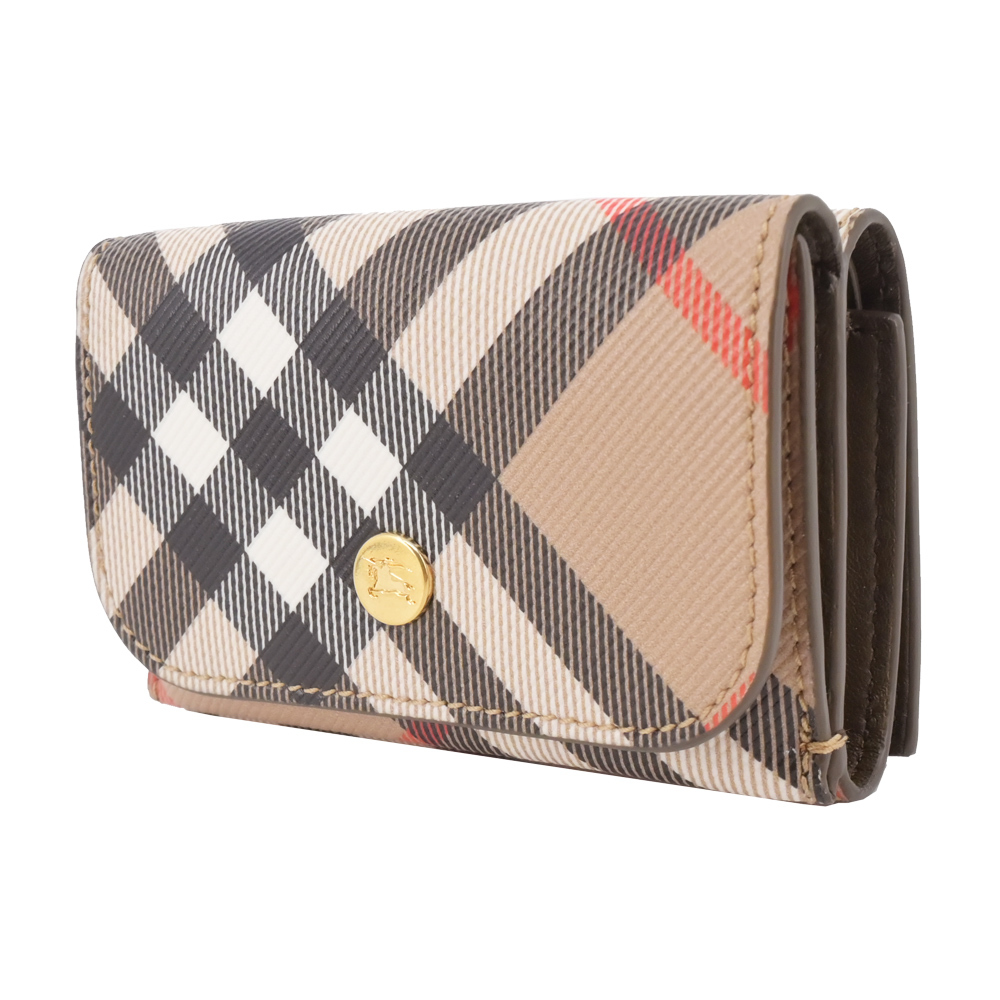 【JS’Maxx】BURBERRY 新款格紋三折零錢短夾(沙色)