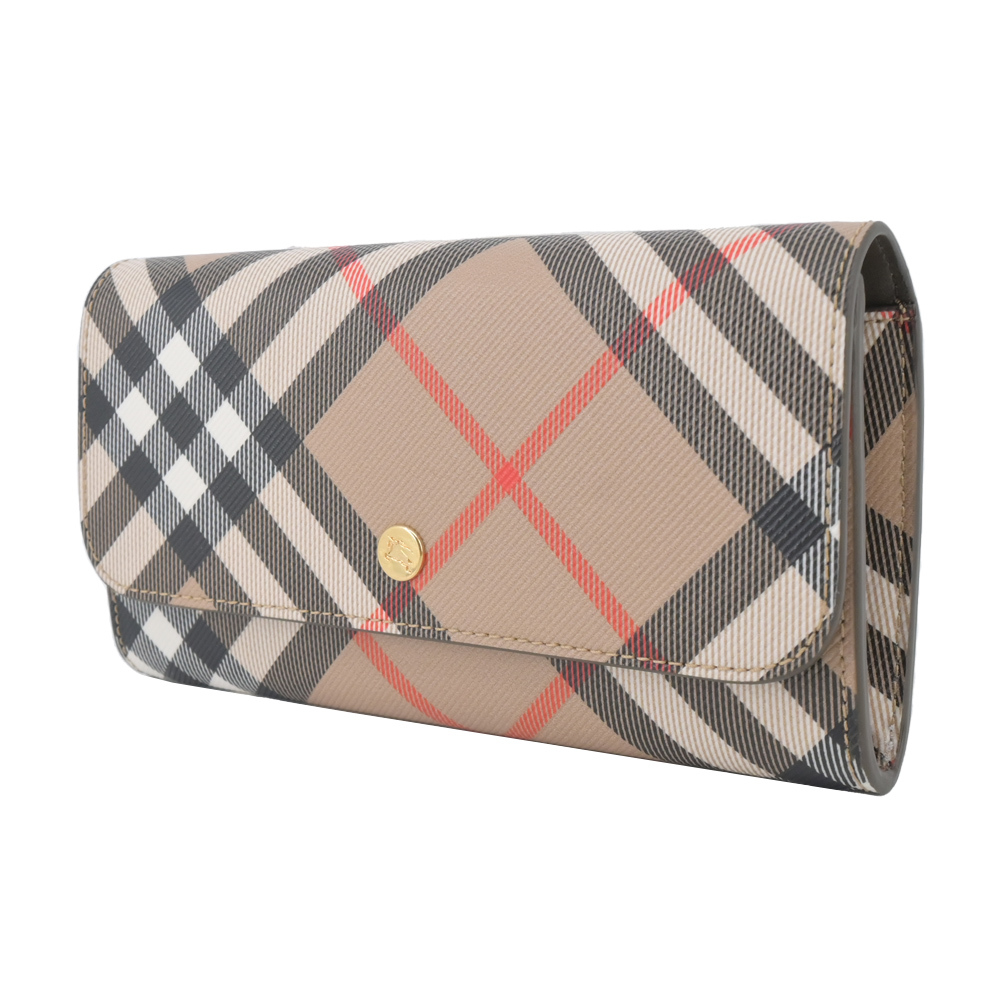 【JS’Maxx】BURBERRY 新款格紋翻蓋長夾(沙色)