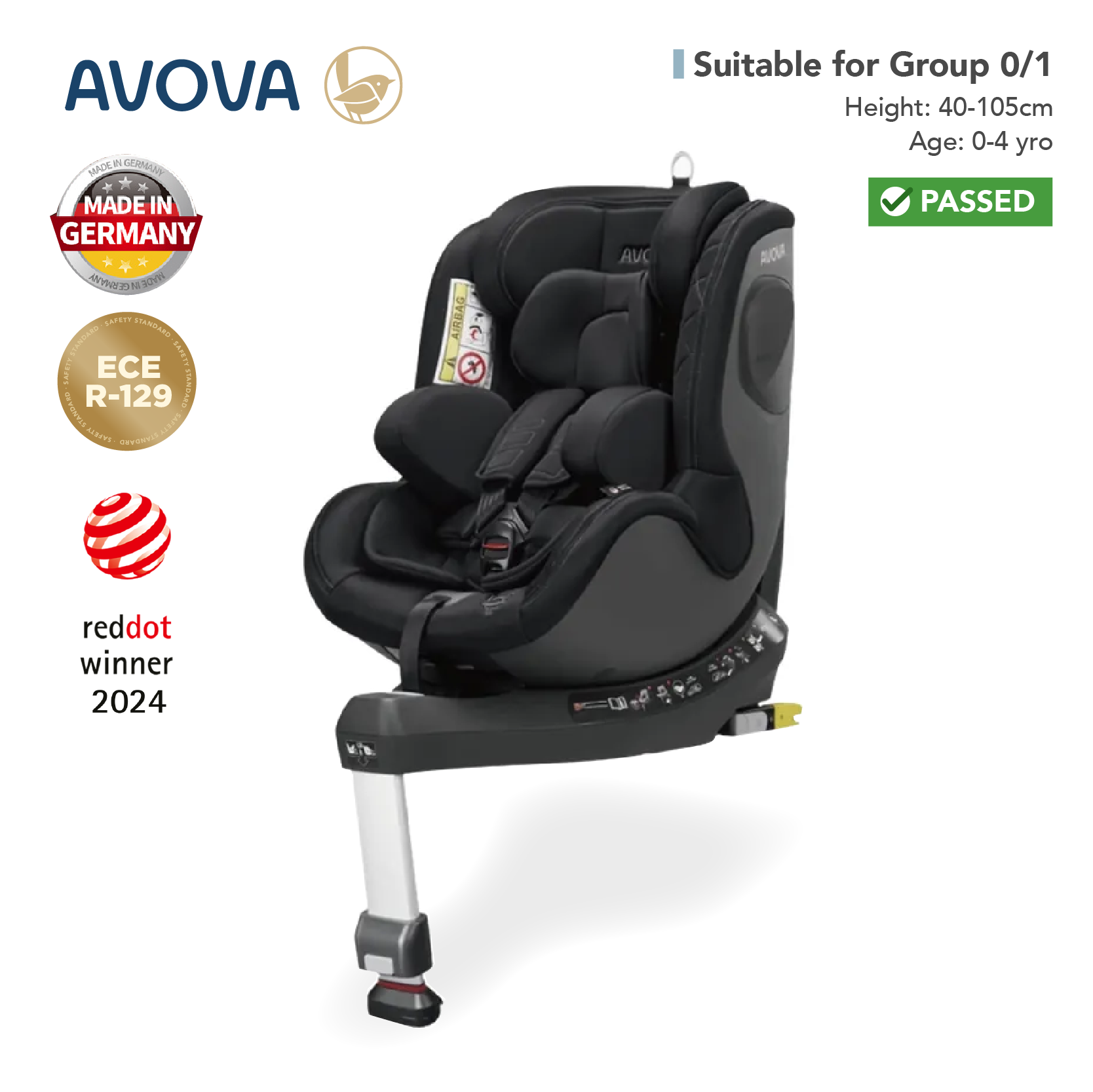 Avova - Sperber-Fix 2 汽車安全座椅 (R129 & CCC 安全標準)(適合約0-4歲/身高40 -105cm) (慕尼黑)