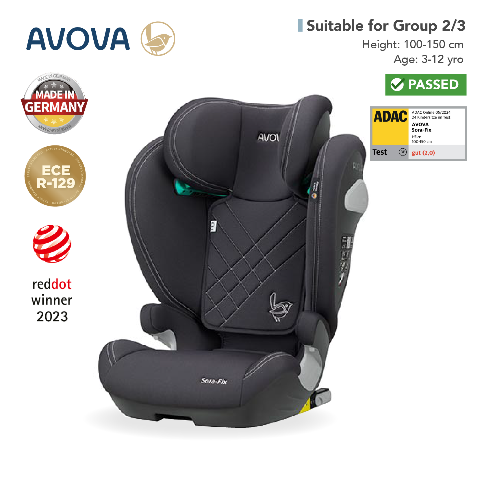 Avova - Sora-fix 汽車安全座椅 (R129 & CCC 安全標準)(適合約3-12歲/身高100-150cm) (慕尼黑)