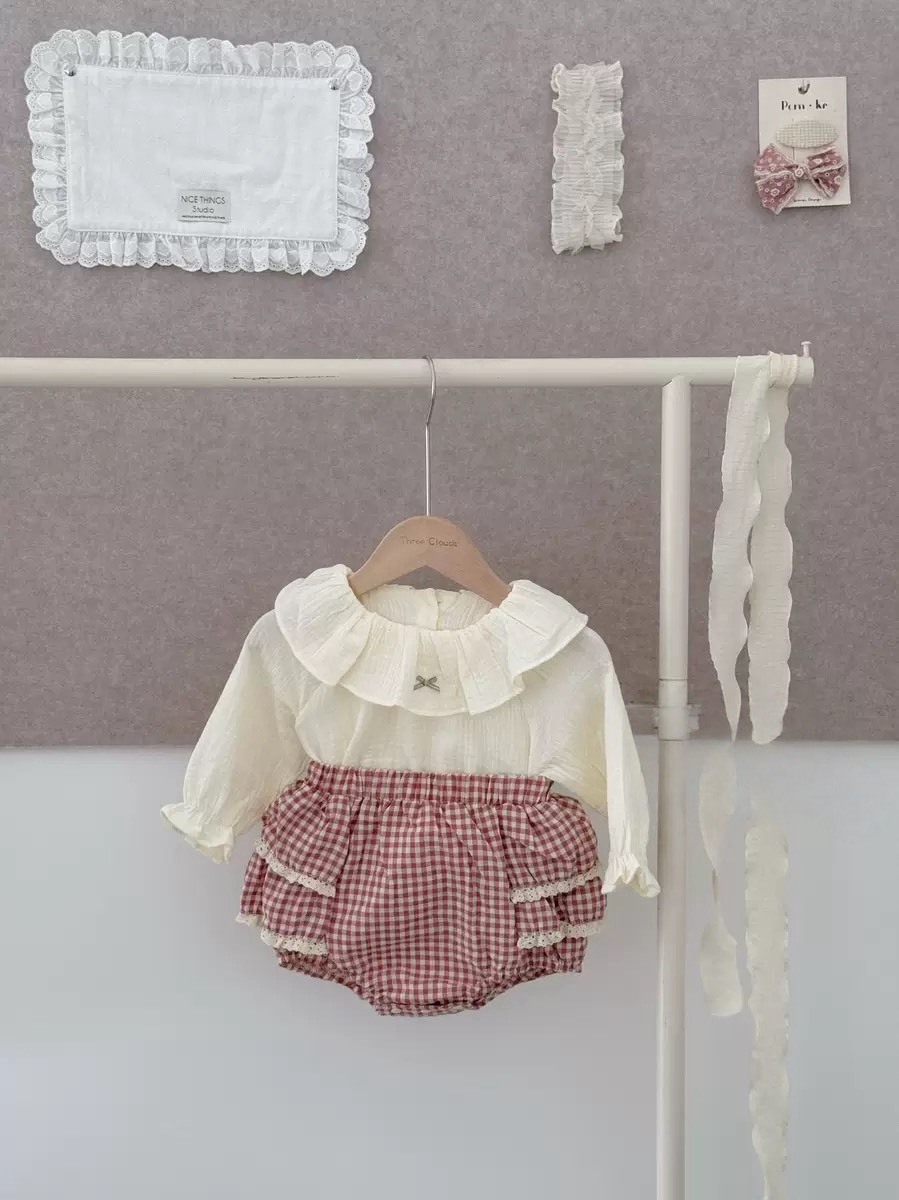 可愛格子包屁套裝