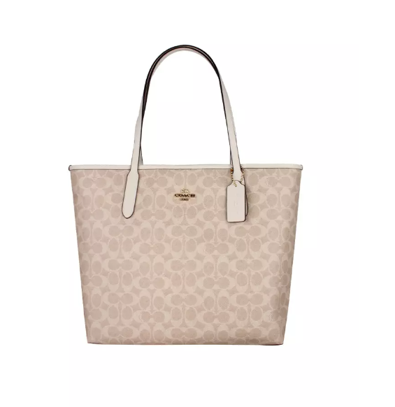 [U] COACH IM/SAND/CHALK CV976 CITY TOTE IN SIGNATURE CANVAS, 196395538348 (UCO120)