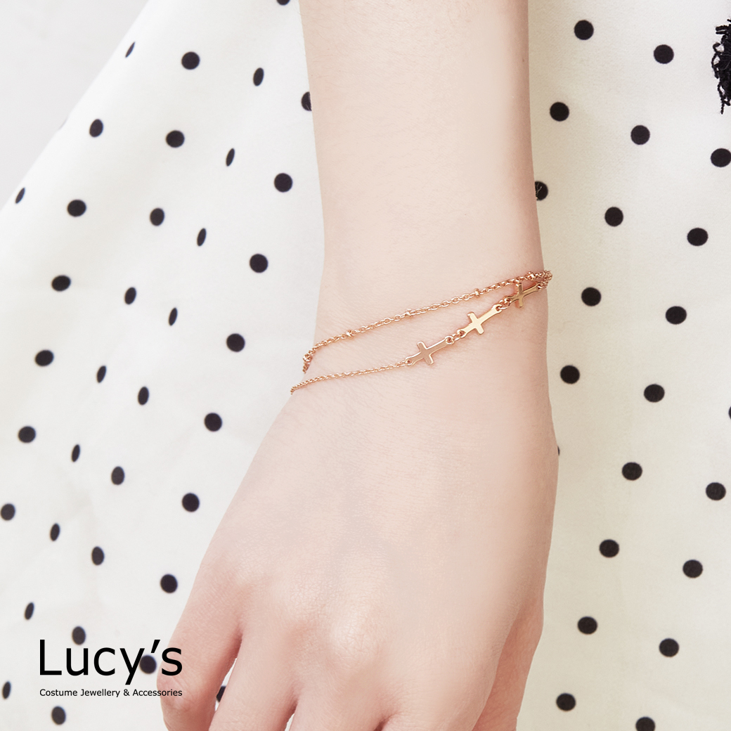 十字連結 雙層手鍊 (三色) (127753/127754/127755)