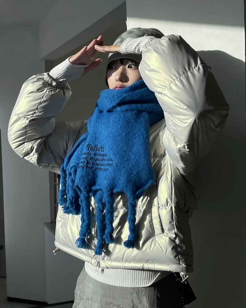 <黑五折扣🇰🇷> Fallett 韓國 刺繡 保暖 圍巾 5色