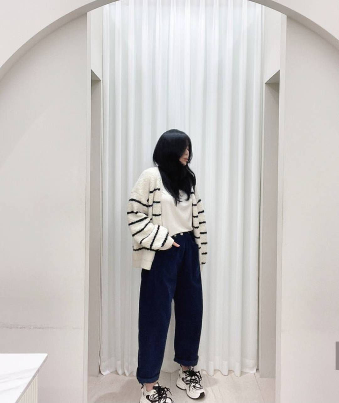 搖粒橫間外套(白色)