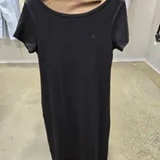 [S] CALVIN KLEIN BLACK COTTON CONTOUR RIB SHORT SLEEVE DRESS, SP47616324-47D292G001 (SCK796)