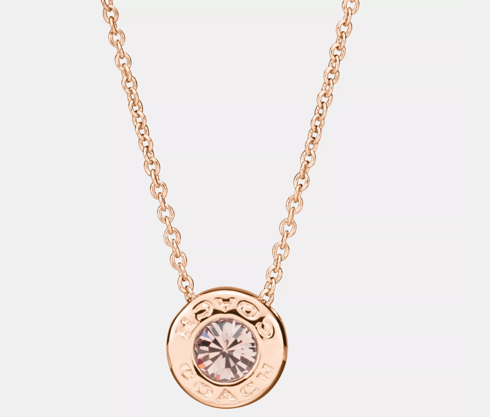 [U] COACH ROSEGOLD 54514 CIRCLE STONE NECKLACE, 889295114995 (UCO179)