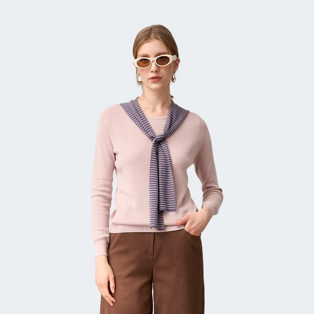 柔霧假圍巾針織上衣