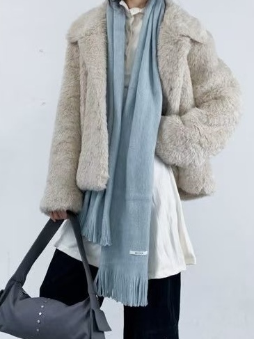 寶寶色系的冬季戀歌感圍巾/4色均碼/寶寶藍