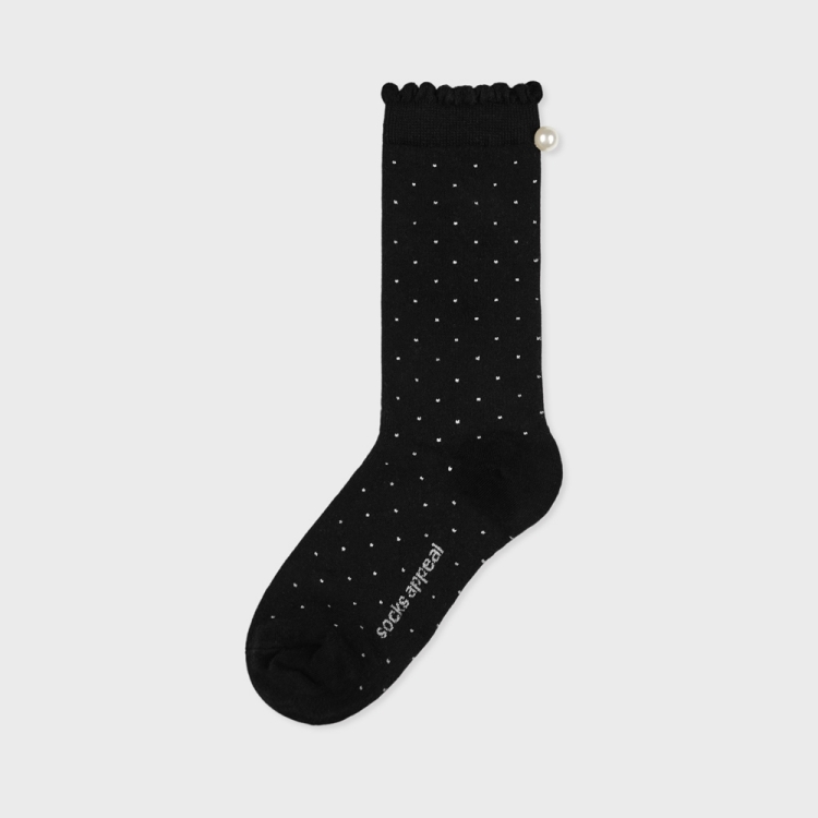 韓國 socks appeal® RIBBON GIRL 閃亮點點中筒襪 珍珠 黑